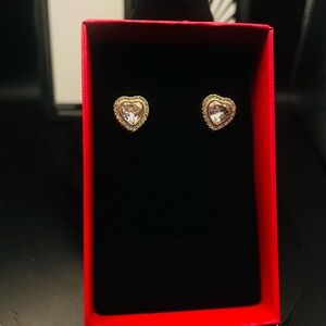 Yellow trim Heart Crystal Stud Earrings - Women Jewelry moissanite